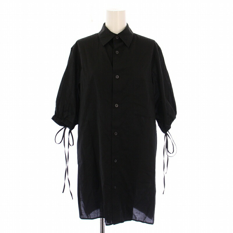 【中古】ワイズ Y's ヨウジヤマモト CELLULOSE VIYELLA FRONT TUCKED BLOUSE セルロースビエラフロントタックブラウス シャツ 五分袖 レギュラーカラー 無地 2 黒 ブラック YS-B15-004 /BB レディース 【ベクトル 古着】 250728