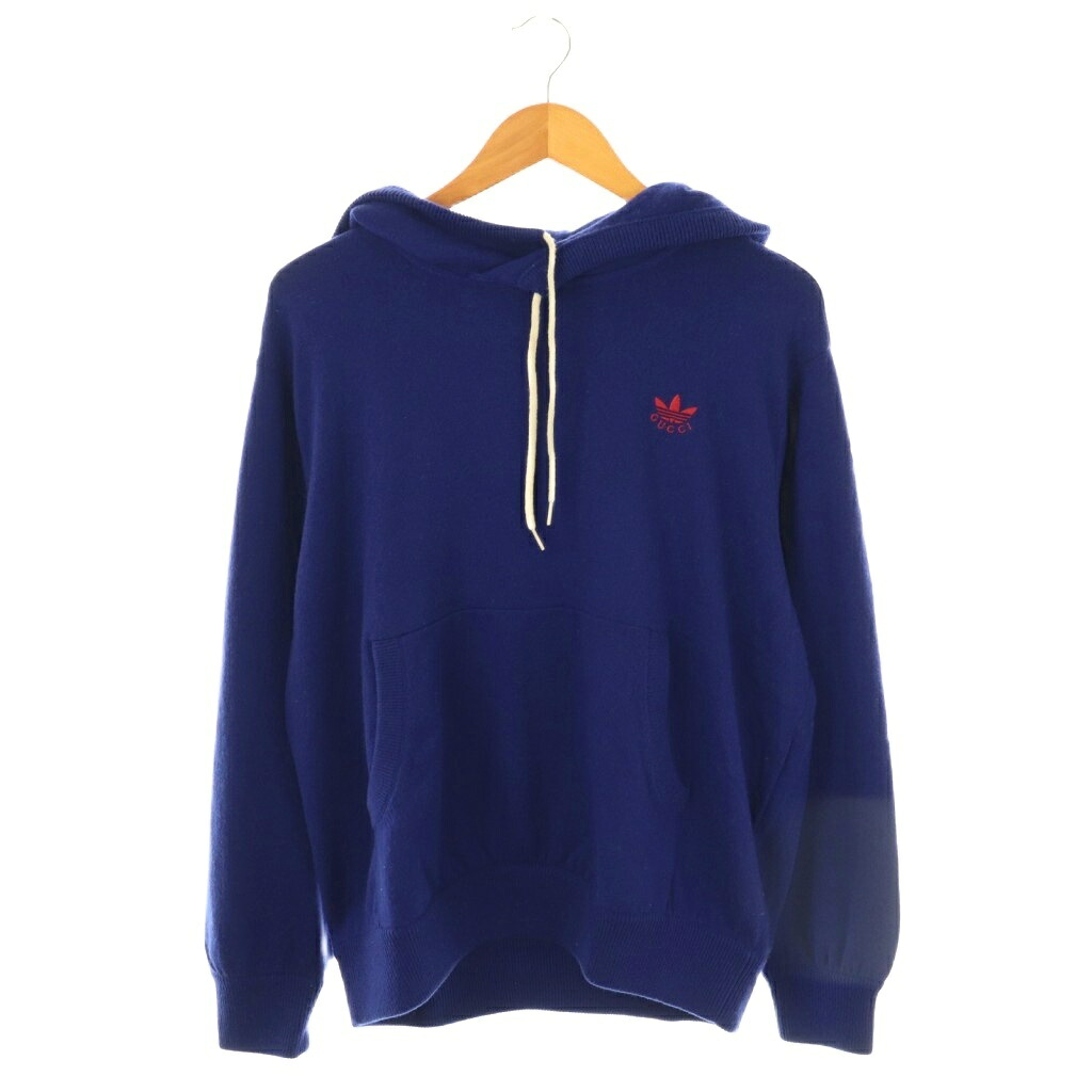 【中古】グッチ GUCCI ×アディダス adidas ニットプルオーバーパーカー 長袖 M 青碧 700446 /HK ■os ■AD メンズ 【ベクター 古着】 251023