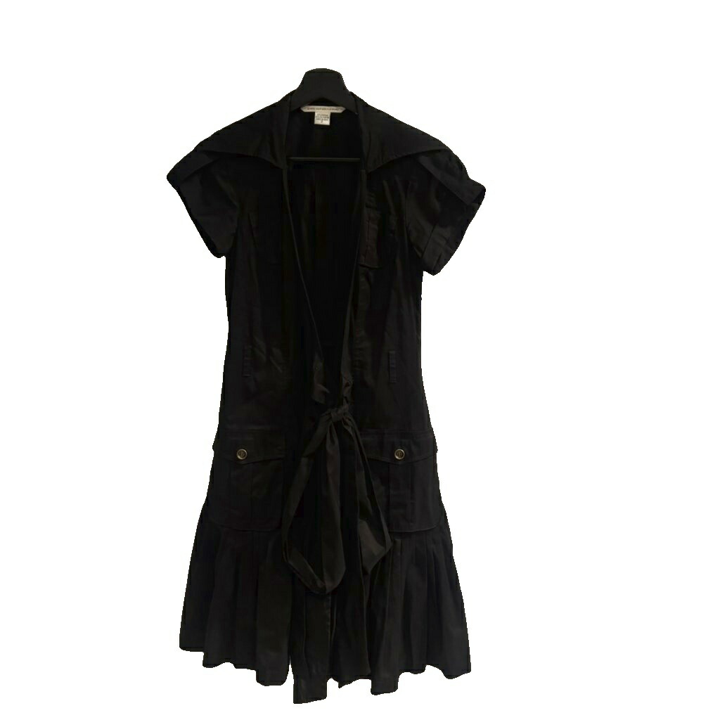 【中古】ダイアンフォンファステンバーグ DIANE von FURSTENBERG ワンピース ロング フレンチスリーブ ベルト付き 2 黒 ブラック ■WGA レディース 【ベクトル 古着】 260204