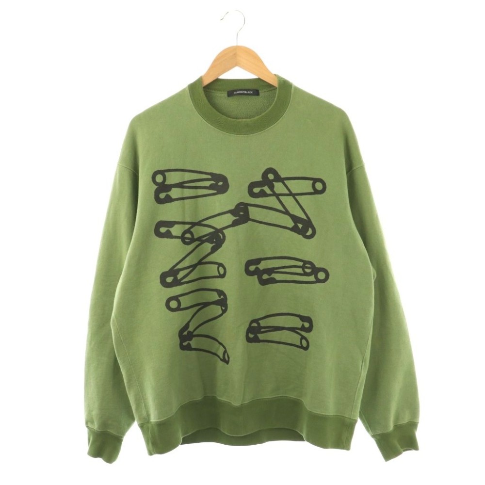 【中古】オールモストブラック ALMOSTBLACK I AM STILL ALIVE 2004 SWEAT グラフィックプリント スウェット トレーナー 2 カーキグリーン /ES ■OS メンズ 【ベクトル 古着】 260204