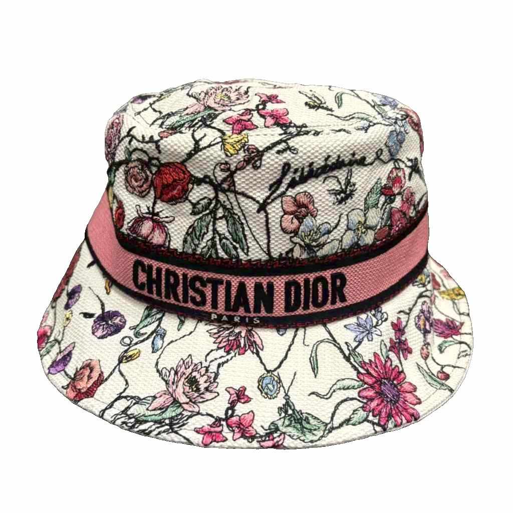 【中古】ディオール Christian Dior D-Bobby かぶり笠 井戸釣瓶かぶり笠 花柄 白 白いこと マルチ色つや 35DBF923X123 ☆AA★ レディース 【ベクター 古着】 260307