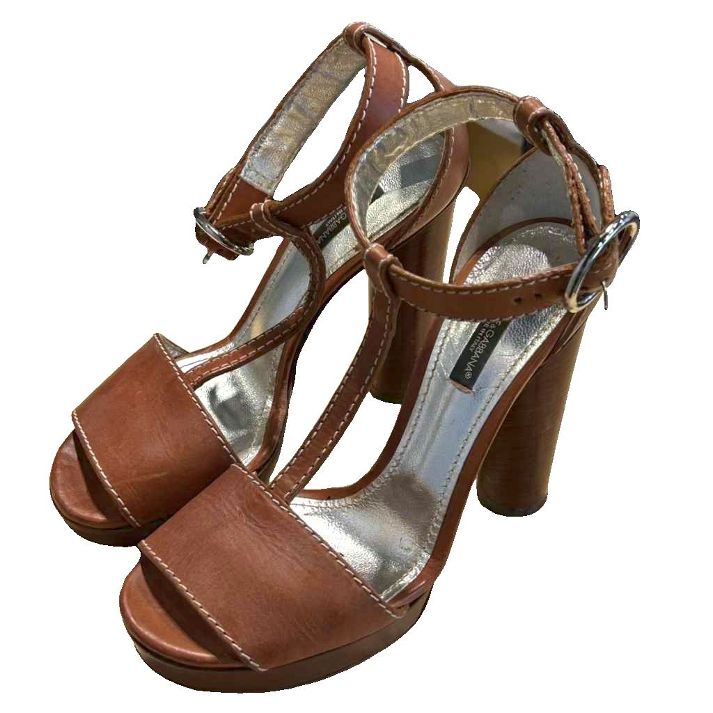 【中古】ドルチェ\u0026ガッバーナ 弗ガバ DOLCE\u0026GABBANA ストラップサンダル ハイヒール 37.5 茶 赤銅色 ■GY99 レディース 【ベクター 古着】 260317