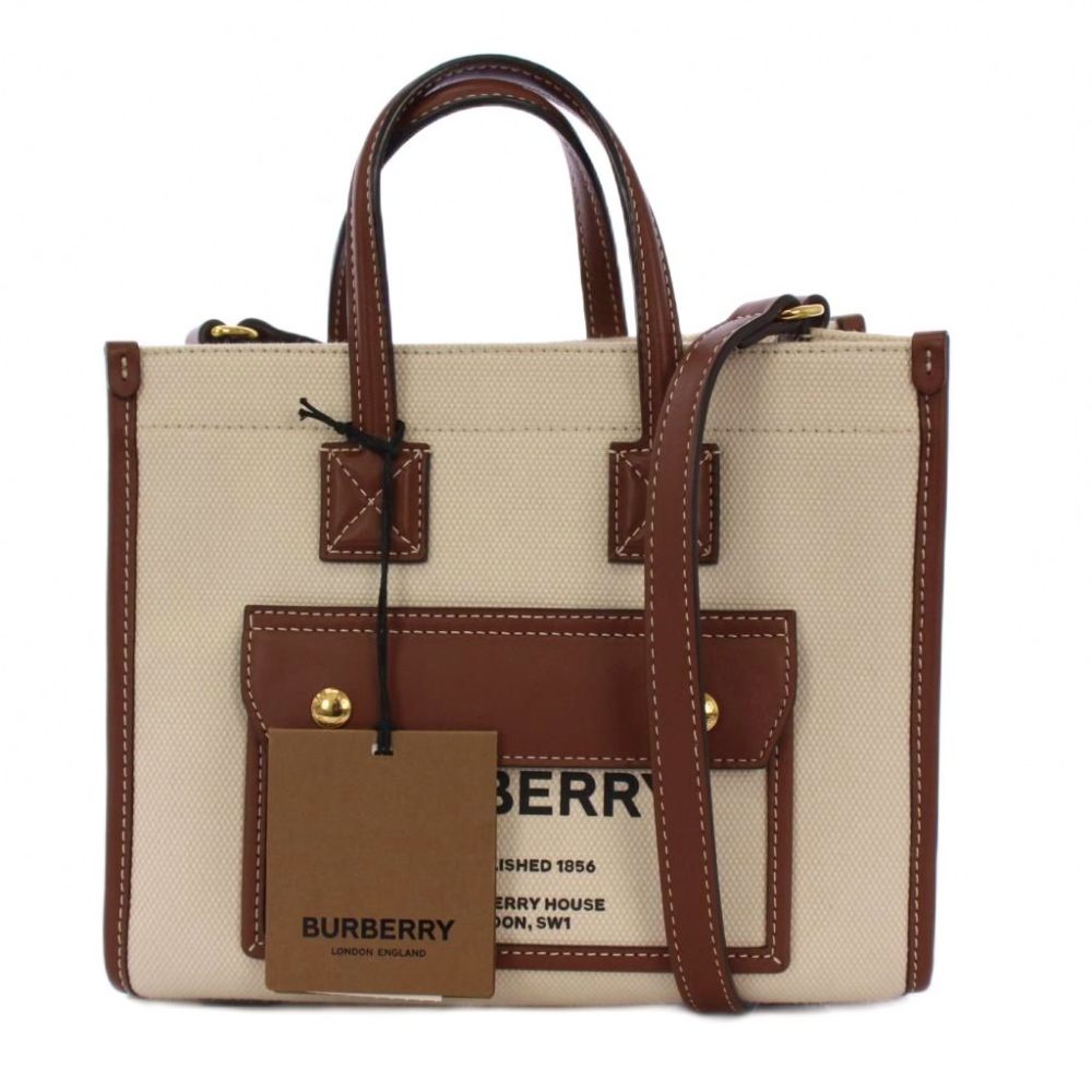 【中古】未当てはめる品 バーバリー BURBERRY LL MN POCKET DTL TOTE トートバッグ ショルダーバッグ 2WAY 白 茶 8044143 /KH レディース 【ベクター 古着】 260310