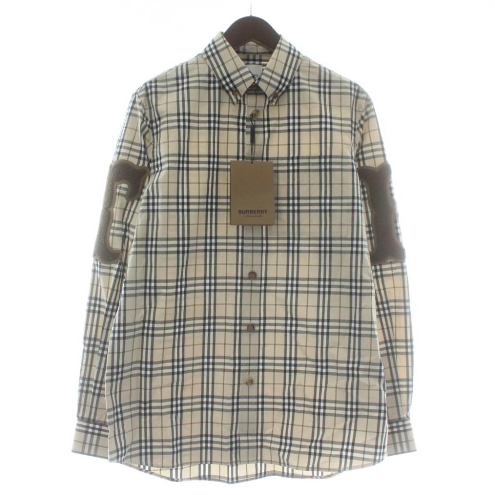 【中古】未当て嵌める品 バーバリー BURBERRY イングランド ENGLAND ボタンダウンシャツ 長袖 ノバチェック 肺結核ロゴタイプ 紋章 XS ベージュ 8042350 /XZ ■GY18 メンズ 【ベクター 古着】 260330