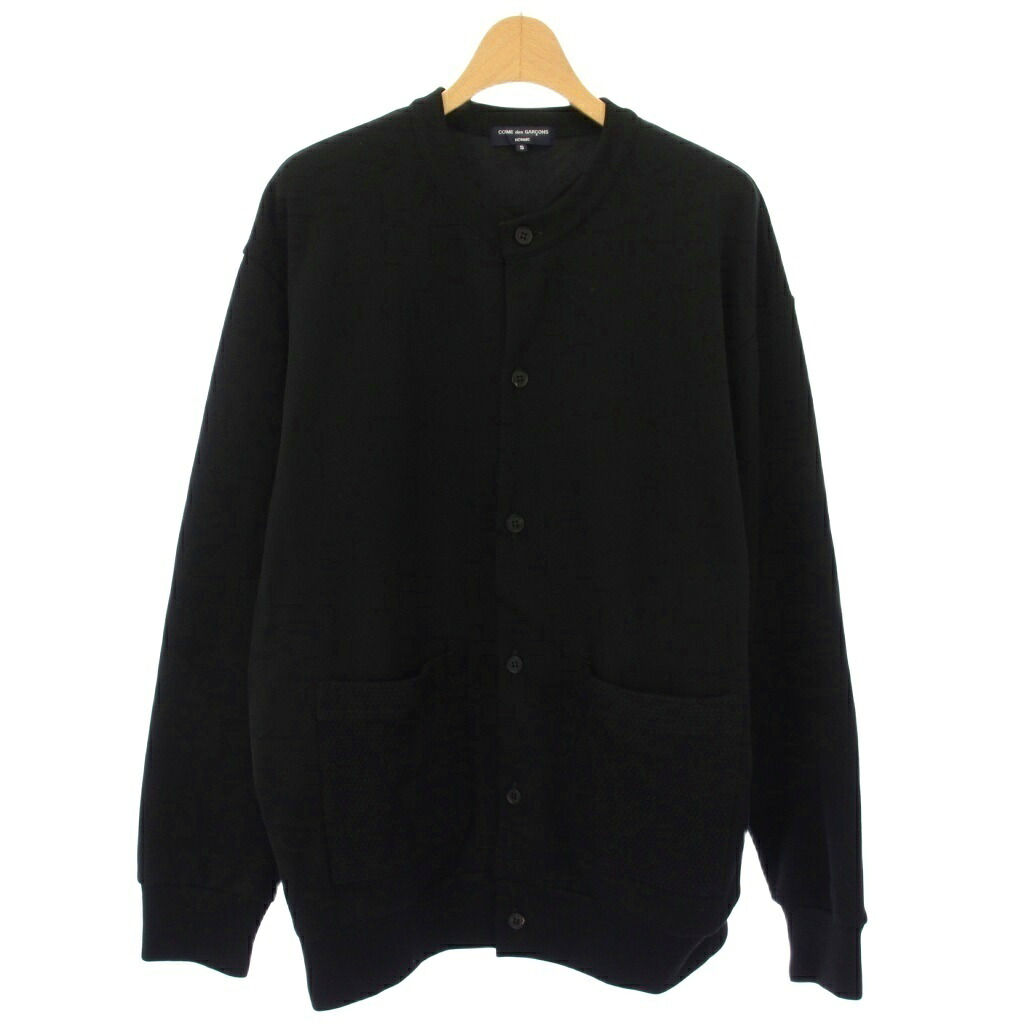 【中古】コムデギャルソンオム COMME des GARCONS HOMME AD2024 綿度詰め天竺 ワッフルカーディガン クルーネック ニット 長袖 S 黒 ブラック HN-T006 /TK メンズ 【ベクトル 古着】 260414