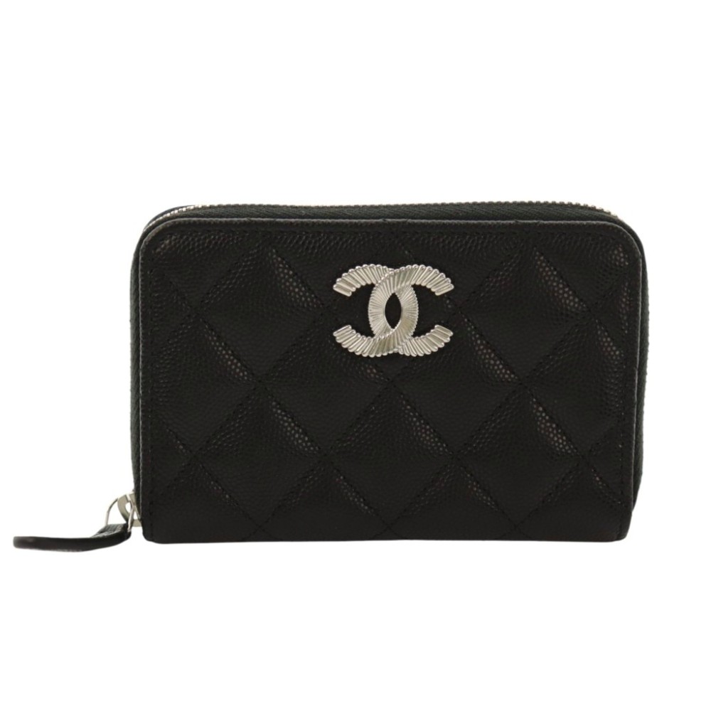 【中古】シャネル CHANEL 24年 ココマーク スモールジップウォレット 財布 グレインドシャイニーカーフスキン キャビアスキン マトラッセ 黒 ブラック AP4332 /AQ ■OS ■OH レディース 【ベクトル 古着】 260414|ブランド古着ベクトルプレミアム店