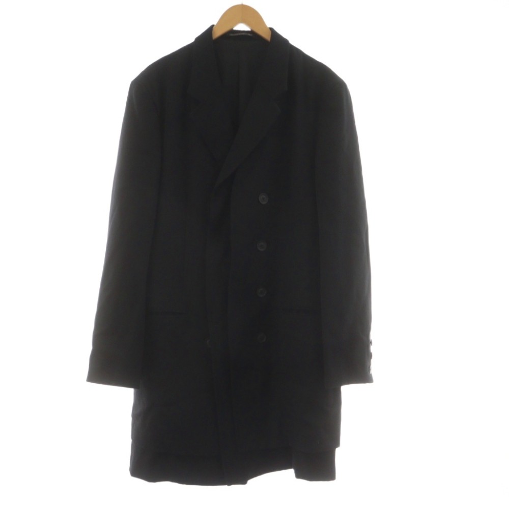 【中古】ヨウジヤマモト YOHJI YAMAMOTO 21AW 前二重比翼アーミーギャバジンウールロングジャケット 正規陸軍JKT 厚地の外套 3 L 黒 黒いこと /MW ■GY42 メンズ 【ベクター 古着】 260415