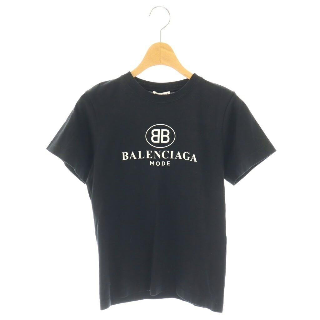 【中古】バレンシアガ BALENCIAGA ロゴタイプティーシャツ 半袖 労働者の一団のど首 刷り上げる 伸ばすこと S 黒 黒いこと 504156 /BB レディース 【ベクター 古着】 260520