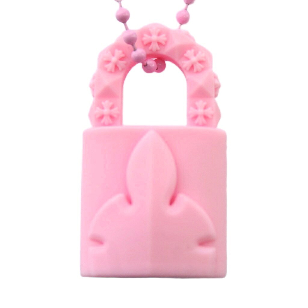 【中古】クロムハーツ CHROME HEARTS Rubber Padlock Flerknee Silicon Necklace パドロックフレアニー シリコンラバーネックレス シャンデリヤ 付属物 さくら色 ■GY18 /MQ メンズ 【ベクター 古着】 260530