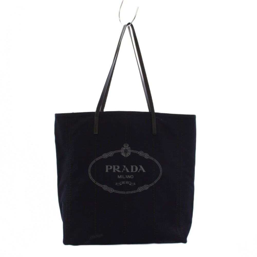 【中古】プラダ PRADA デニムトートバッグ ハンドバック ロゴタイプ 紺 1BG34 /KH ■OH レディース 【ベクター 古着】 260530