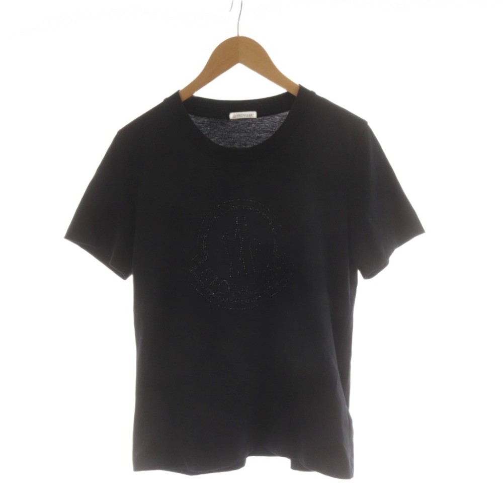 【中古】モンクレール MONCLER MAGLIA GIROCOLLO Tシャツ カットソー 長袖 ロゴ ラインストーン XL 黒 ブラック H20938C00016 /AN74 レディース 【ベクトル 古着】 260721｜ブランド古着ベクトルプレミアム店