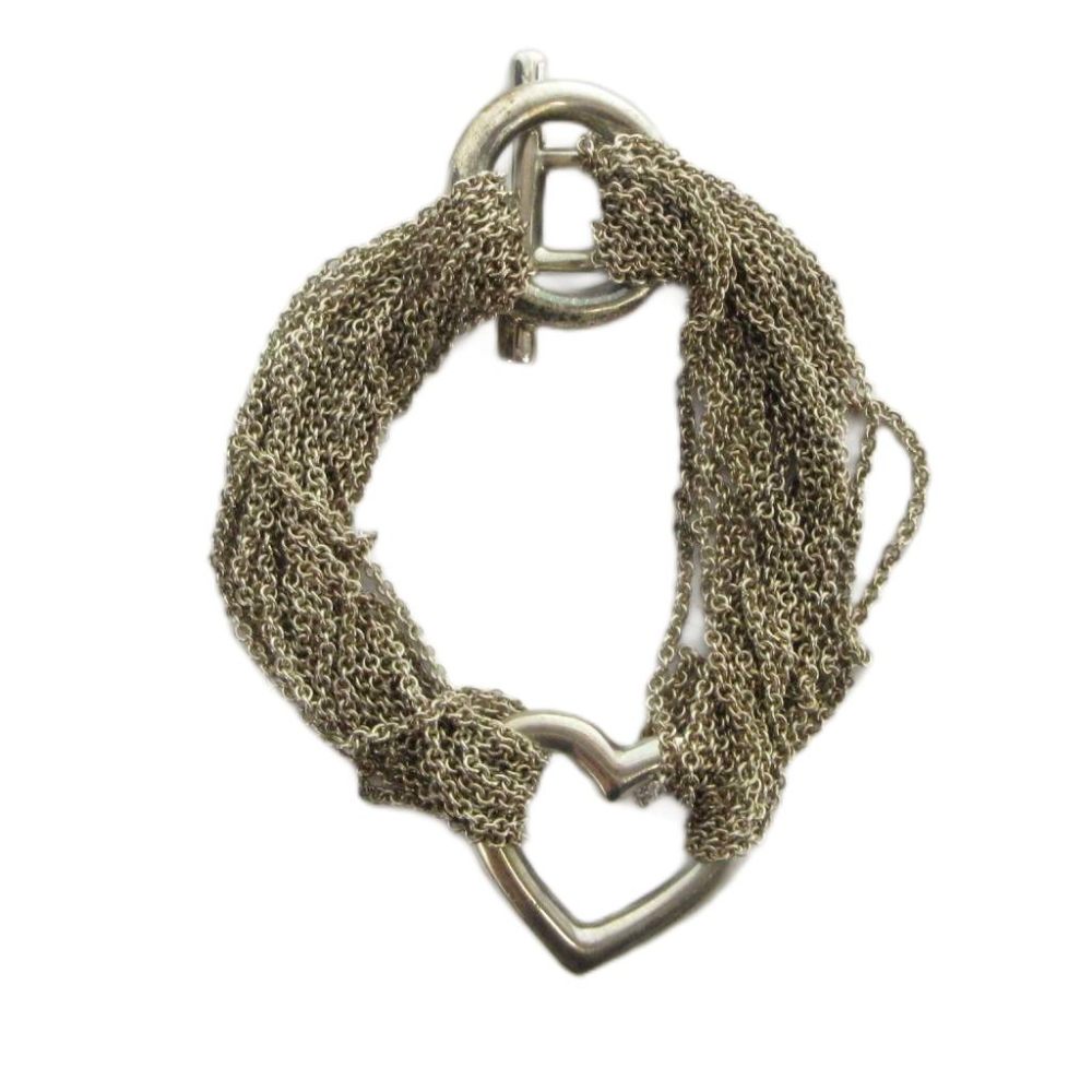 【中古】ティファニー TIFFANY & CO. オープンハート トグルチェーン ブレスレット 10ロウ アクセサリー Silver925 シルバー色 ■GY18 /MQ ■OH レディース 【ベクトル 古着】 260721|ブランド古着ベクトルプレミアム店