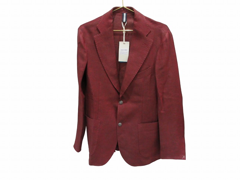 【中古】未使用品 フェフェナポリ FEFE napoli ジャケット 上着 リネン 麻 バーガンディ 50 LL メンズ 【ベクトル 古着】 260126｜ブランド古着ベクトルプレミアム店