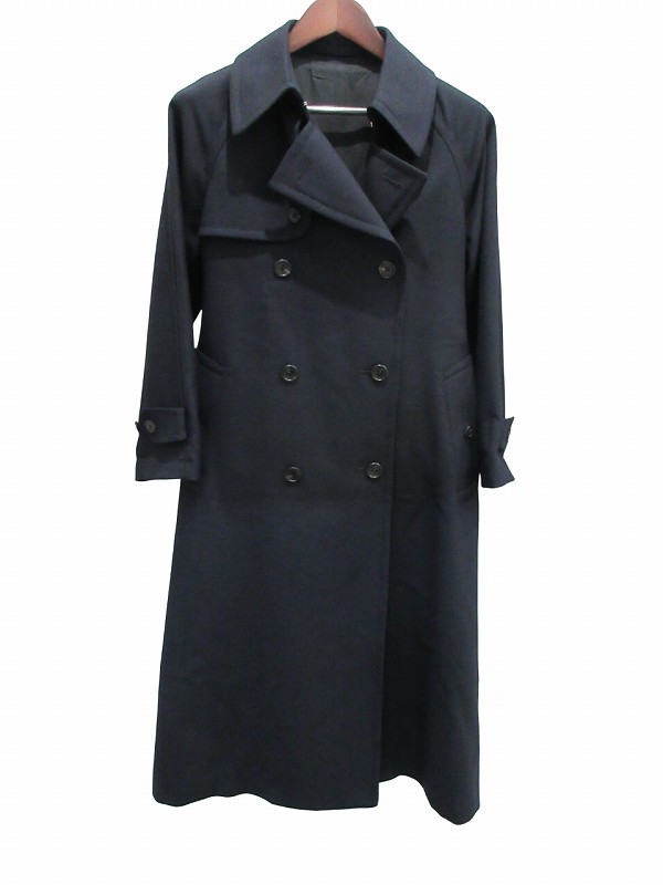【中古】未使用品 マーガレットハウエル MARGARET HOWELL コート 2021AW FOX BROTHERS WASHED SERGE ウール サージコート 1/ネイビー レディース 【ベクトル 古着】 260324｜ブランド古着ベクトルプレミアム店
