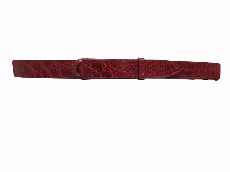 【中古】未使用品 オルチアーニ ORCIANI ベルト メンズ クロコ レザー レッド バックルレス メンズ 【ベクトル 古着】 260403|ブランド古着ベクトルプレミアム店