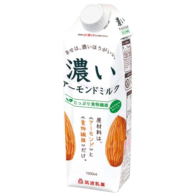 筑波乳業 濃いアーモンドミルク(たっぷり食物繊維) 1000ml 12本｜ベジタブルハート
