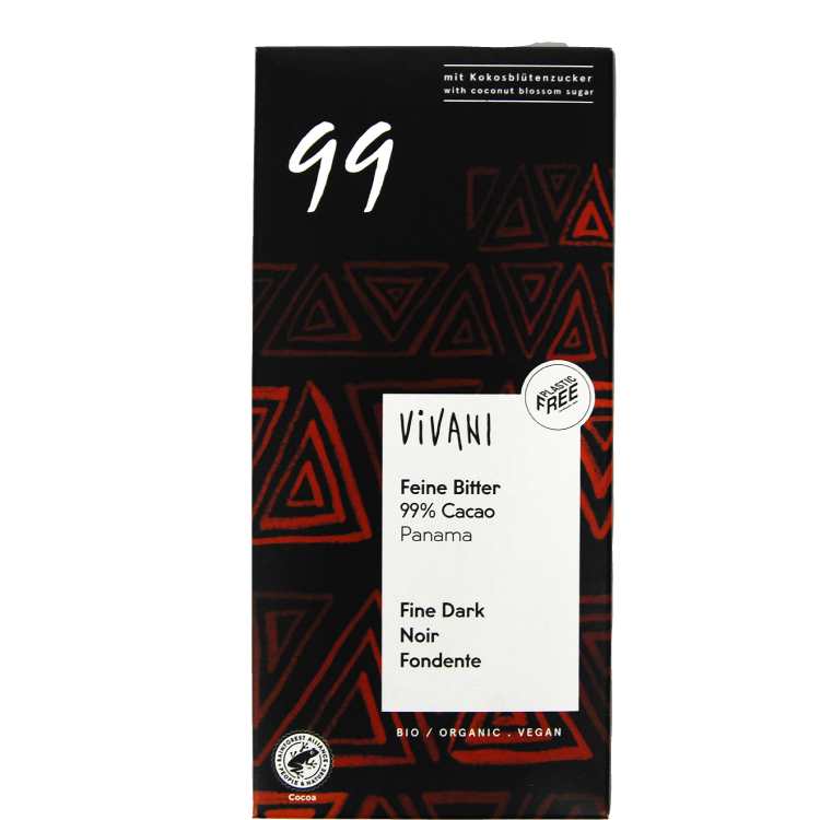 ViVANI ヴィヴァーニ　オーガニックファインダークチョコレート99%　80g&times;20枚 白砂糖不使用　乳化剤不使用　ドイツのチョコレート　ギフト　バレンタイン　ホワイトデー　お返し｜ベジタブルハート