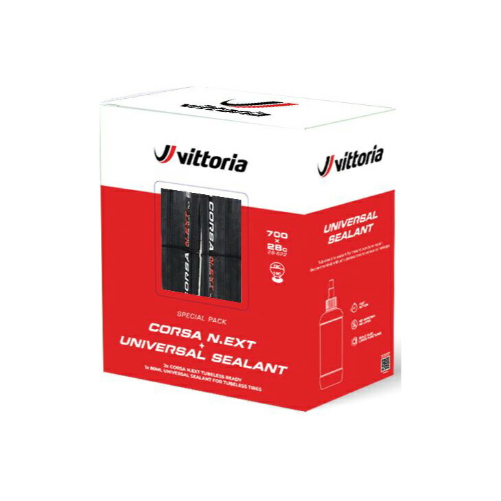 (即納)Vittoria ビットリア CORSA N.EXT TLR TWIN PACK コルサ・ネクスト チューブレスレディ ツインパック タイヤ(2本) シーラント(1本) セット(8022530037044)｜自転車館びーくる