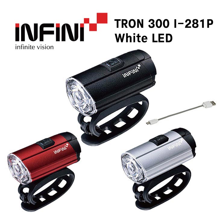 INFINI インフィニ TRON 300 I-281P トロン300 I-281P White LED ホワイトLED ブラック/シルバー/レッド ヘッドライト画像