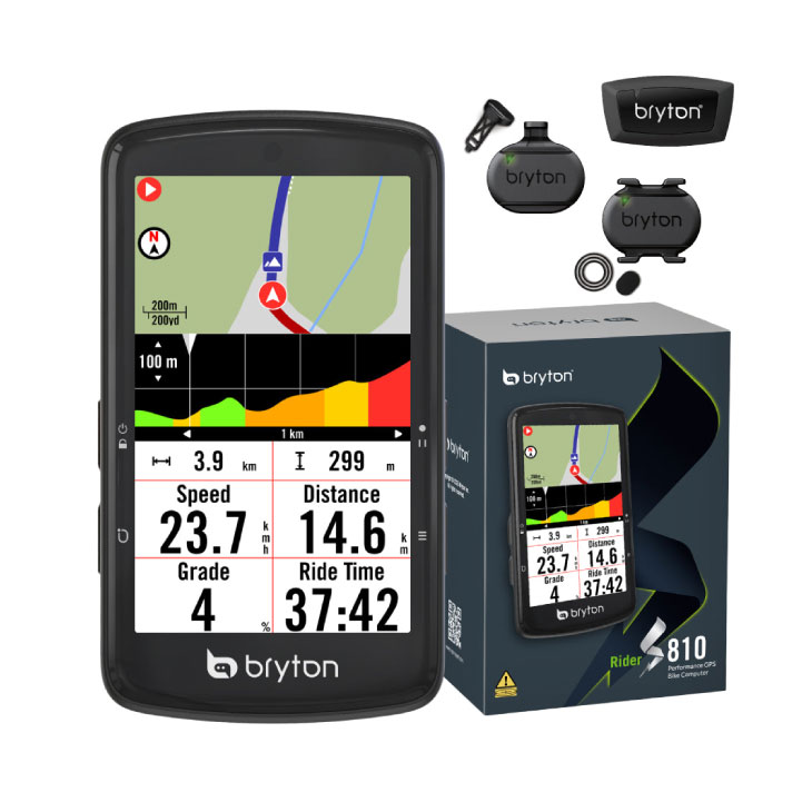 Bryton ブライトン Rider S810T 乗馬者S810T (スピード・ケイデンス・心臓の鼓動検出器嘱する) 循環過程電子計算機 GPS 大画面 多役立つこと(4718251593542)