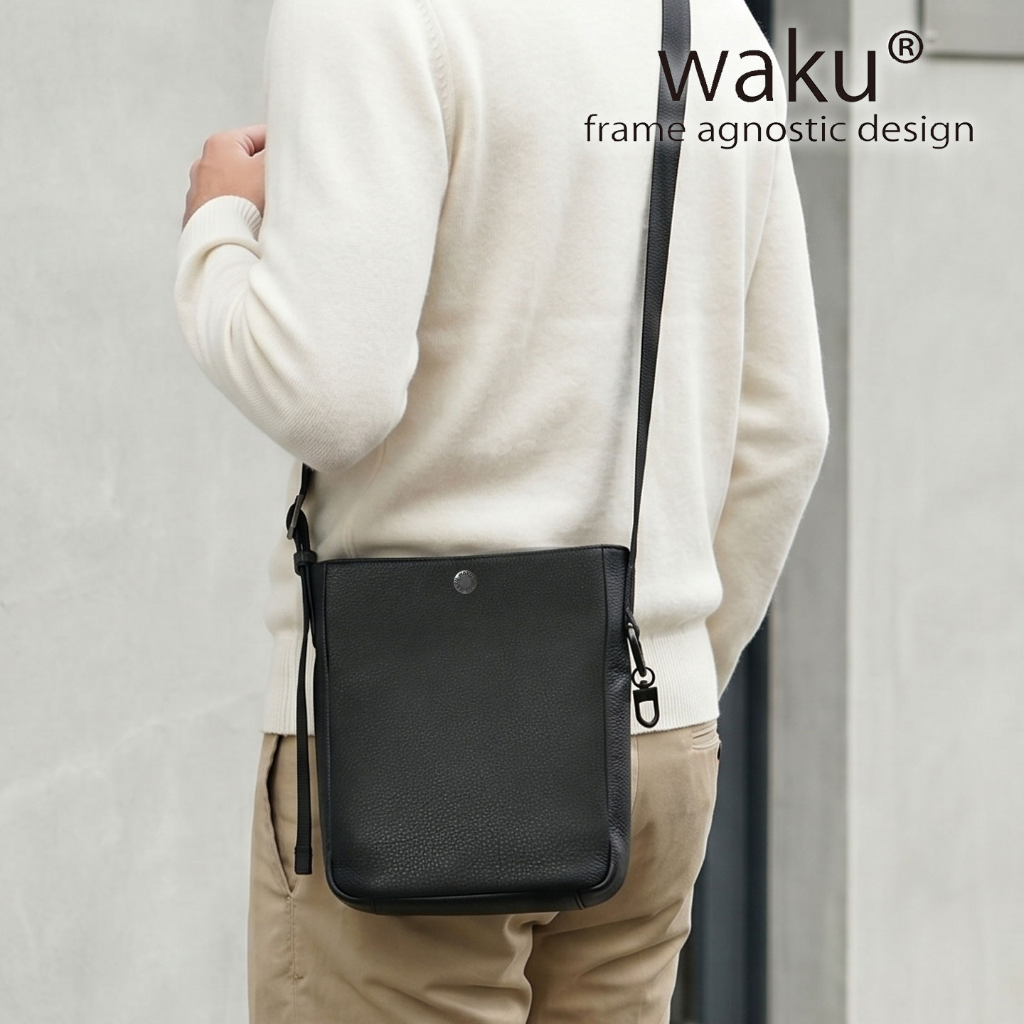 waku ワク WK-0104 ソフト 本革 牛革 メンズ レディースショルダーバッグ ショルダーバッグ 肩掛け 斜め掛け ユニセックス レザーショルダー バッグ 本牛革 鞄 カジュアルバッグ|VEICE ヴェイス店