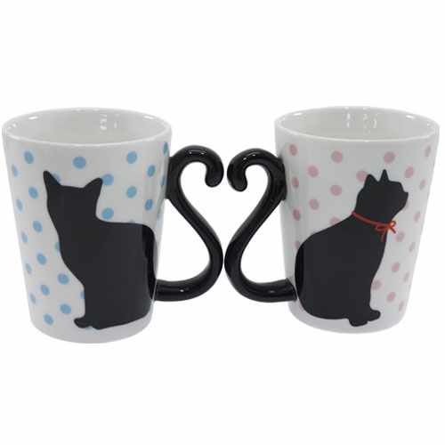 Velkommen Cute Cat Mugs Dishwasher 2 Pieces Set Mug Black Dot Cute Cat Mugs Dishwasher 2 Pieces Set Mug Black Dot Alta Honeymoon Celebration Gifts Tableware Kuroneko Gadgets Bell Common