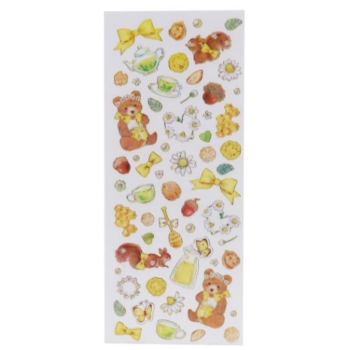 楽天市場 ふち箔 クリア シール シール シート たけいみき ハニーベア クローズピン デコシール かわいい ガーリーイラスト メール便可 雑貨 アートの通販店ベルコモン