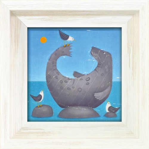 ボーン トゥ フィッシュ 動物画 アリサ ブラック AB-04501 24x24cm ギフト 絵画 額付きポスターインテリア 取寄品