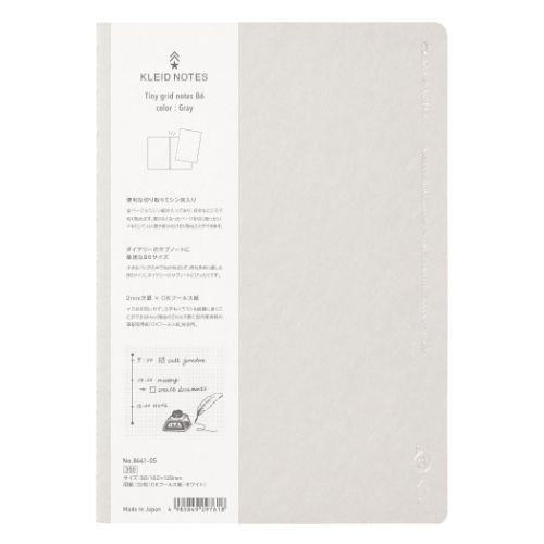 Tiny Grid 新日本カレンダー Notes Gray 方眼ノート Kleid おしゃれ文具 B6 クレイド