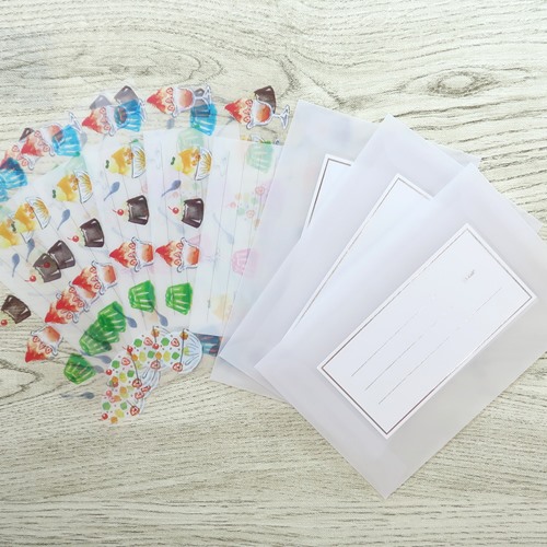 トウメイレターセット 手紙セット Sweets Flash Kohaku Green スイーツ 便箋 コハク