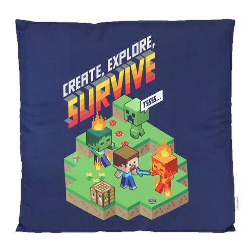 背当てクッション クッション 45cmスクエアクッション Minecraft ケイカンパニー ゲーム ネイビー マインクラフト 最大75 オフ マインクラフト