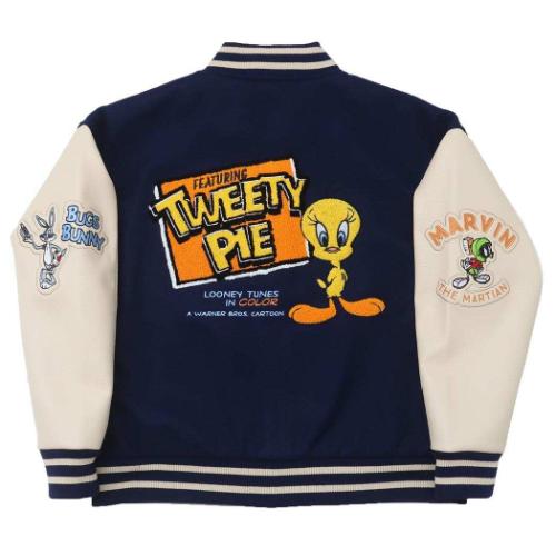 スタジャン アウター レディース ルーニーテューンズ フィーチャリングトゥイーティーパイ L LOONEY TUNES 丸眞 プレゼント スカジャン オーバーサイズ
