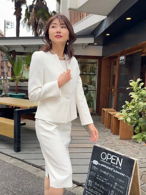 【New】【卒式・はいり込む式・株主総会】STAC（スタック）｜否色つや背広（上衣・スコート）レディース ｜40代 50代 60代日本製 ｜ストレッチオフ白・濃紺色商行為・御祝いなど｜貨物輸送無料【S261-2444】