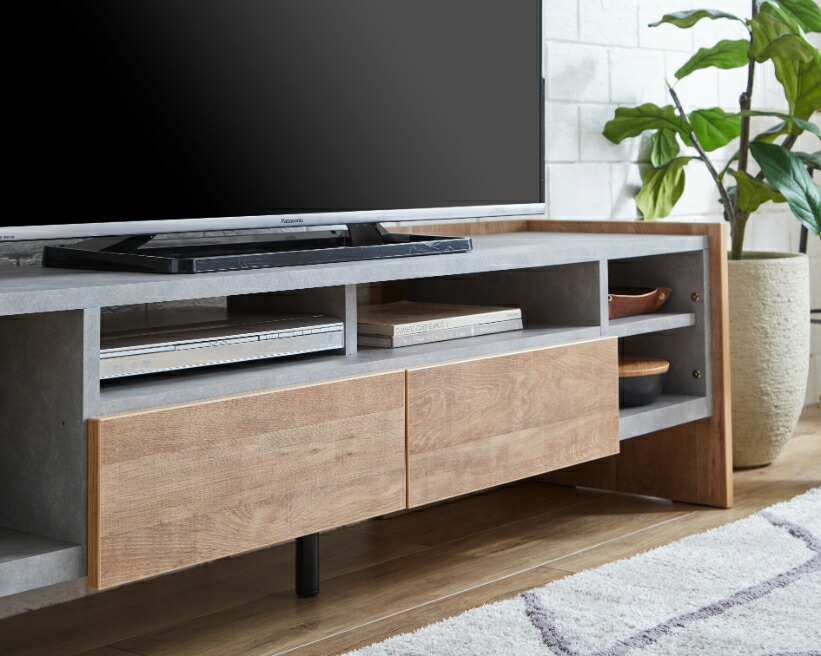 テレビボード日本製160cmテレビ台コンクリート調ローボード国産大容量収納TVボードTV台テレビラック北欧大川家具新生活高さ調整ナチュラルブラウンリビング収納