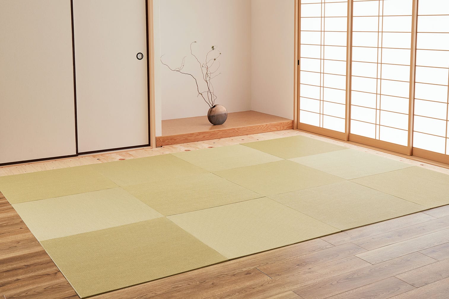置き畳み 薄型 敷き込み畳 カットOK 幅82×82 和紙畳 1.3cm厚 防カビ 模様替え DIY 滑り止め付き お掃除ロボット対応 約1.5畳用 3枚入り おしゃれ 新生活