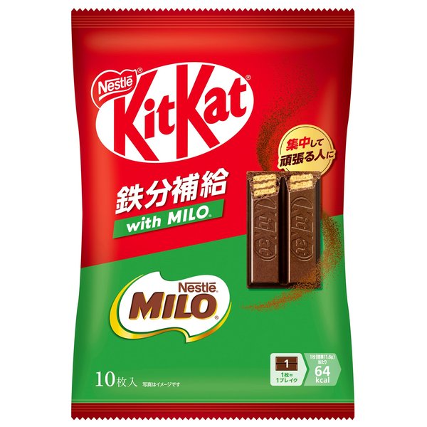 キットカット 鉄分補給 with MILO 10枚×12袋,チョコレート