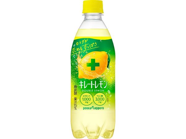 キレートレモン Wレモン 500mlx24本 クエン酸 ビタミンC レモン果汁 炭酸飲料 ペットボトル ポッカサッポロ