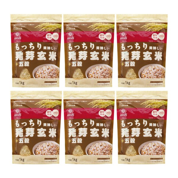 はくばく もっちり美味しい発芽玄米+五穀 1kgx6袋