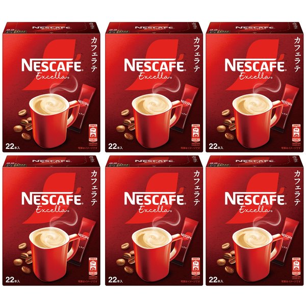 スティックコーヒー 大容量 ネスカフェ エクセラ 22本x6箱,カフェラテ,カフェオレ,個包装