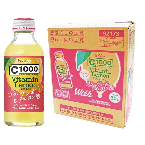 c1000 ビタミンレモン コラーゲン&ヒアルロン酸 With 140mlx30本 ハウスウェルネスフーズ
