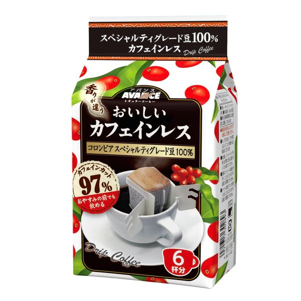 アバンス おいしいカフェインレスドリップコーヒー 6P x6個