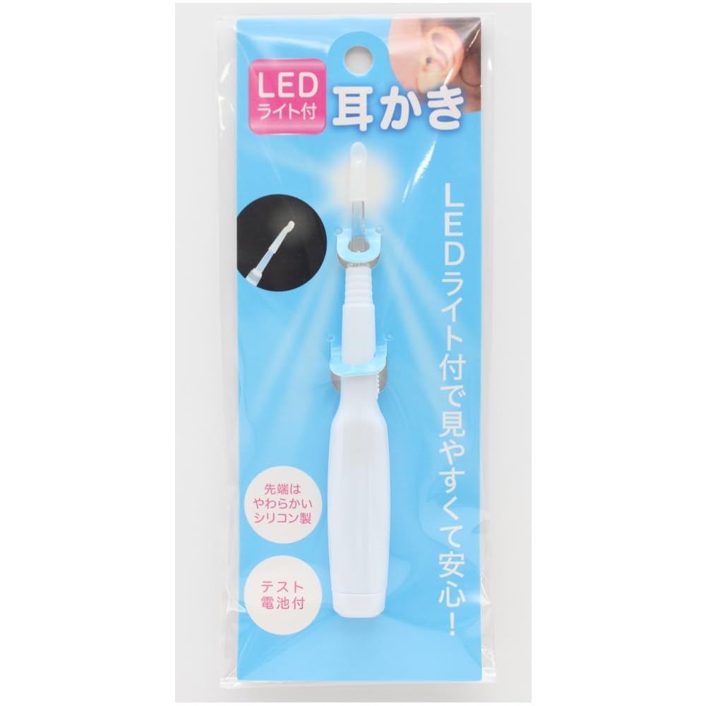 1個LEDライト付きシリコン耳かき テスト電池付 見やすくて安心 耳掃除 お風呂上り画像
