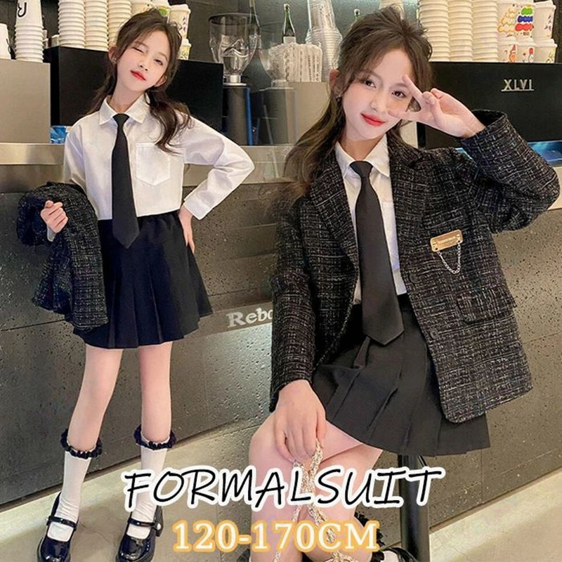 卒業式 スーツ 女の子 入学式 スーツ 大きいサイズ キッズ 子供服 フォーマルスーツ スカートセット ジュニア 小学校 中学校 春秋 七五三 結婚式 発表会 撮影 誕生日 記念日 お受験 学院風 120-170cm jk制服