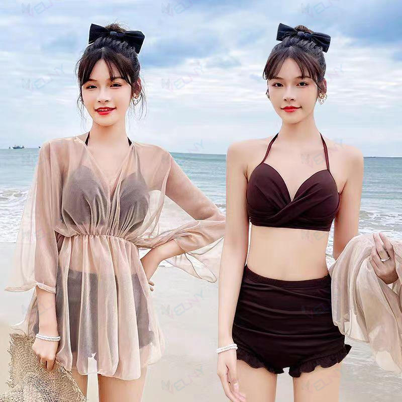 夏 3点セット 露出控えめ 水着 体型カバー ビキニ セパレート フィットネス　かわいい スポーツ おしゃれ ビキニショーツ 韓国風