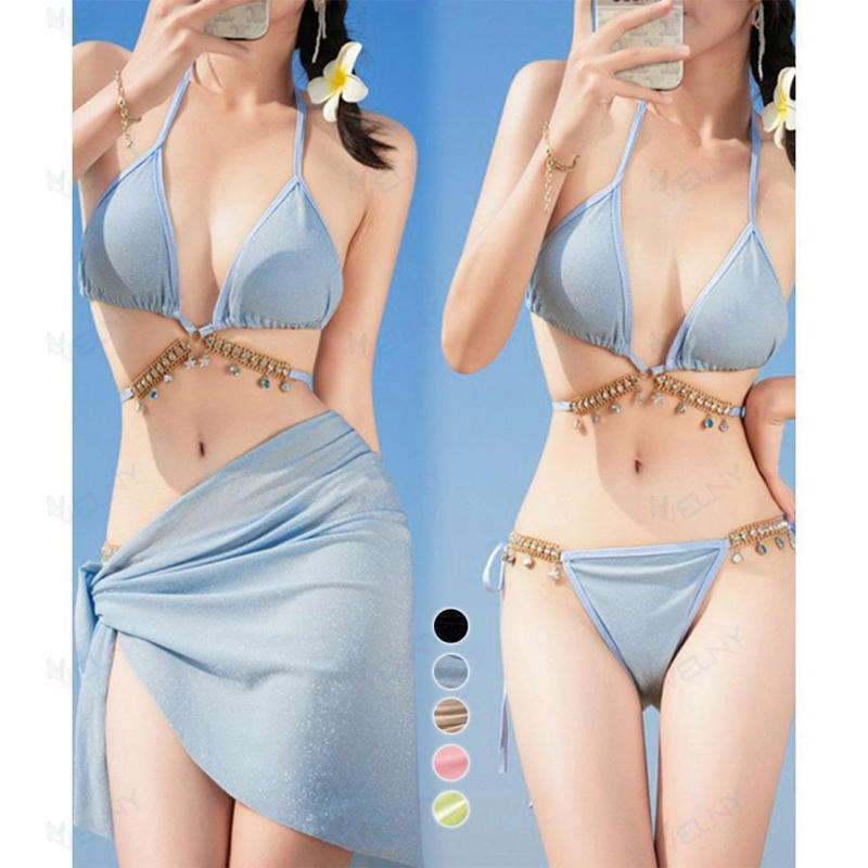 タンクトップ × パンツ × メッシュジャケット プール / ビーチ / 温泉 体型カバー ハイウエスト 花柄 / チェック柄 フリルアクセント 速乾.UV カット（UPF50+） マイクロファイバー