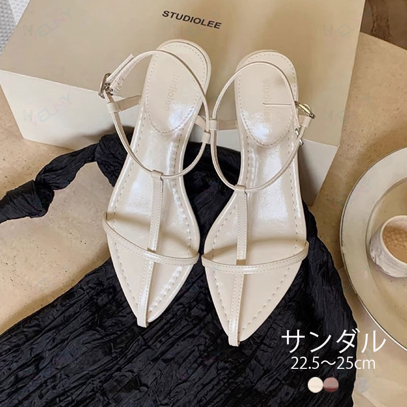 ストラップサンダル 疲れない サンダル ヒールサンダル きれいめ クロスストラップ サンダル 脱げない チャンキーヒール ローヒール ぺたんこ 痛くない 歩きやすい ポインテッドトゥ Tストラップ おしゃれ 華奢 アンクルストラップ ナローストラップ きれいめ
