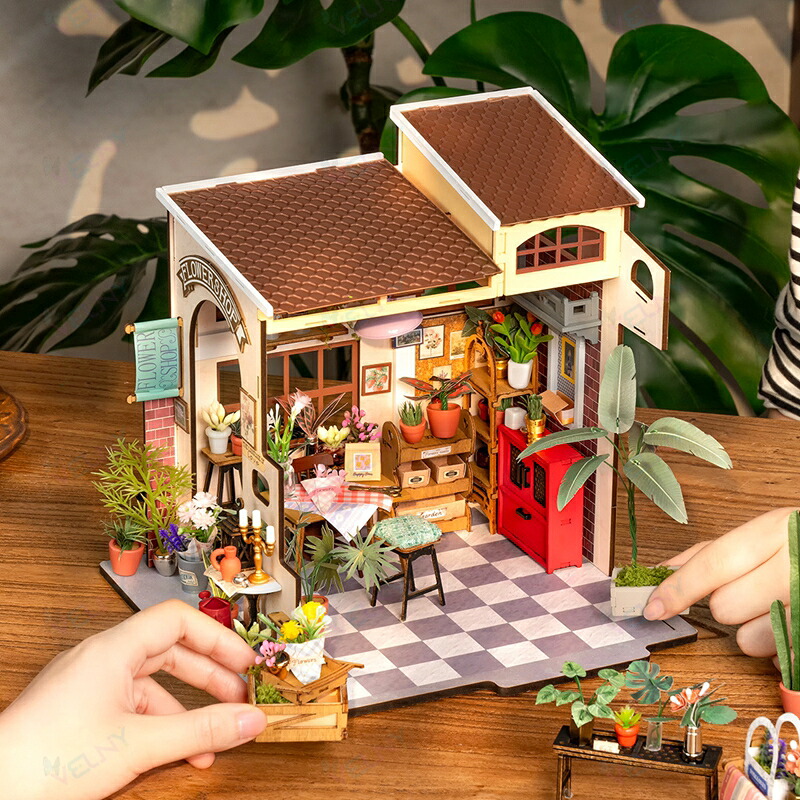 DIYミニチュアハウス ベーカリーショップ風｜手作り小屋模型キット 微縮模型 パン屋 組み立て玩具 可愛いインテリア 誕生日プレゼント 女の子向け 創造力育成