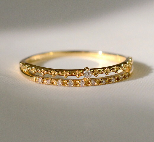 2連ダイヤモンドラインリング K18WG　サイズ12号 K18 ダイヤモンド 2Line リング 2本の優美なライン ダイヤ