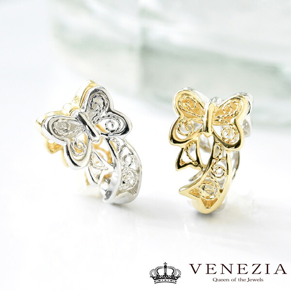 【777円OFFクーポン(～7/27 12:59)】ピアリング 正規品 K18 コンビ amabile イヤリング ピアリング社 ジュエリー 18k リバーシブル [pieg0020] リボン ノンホールピアス ゴールド イヤークリップ アマービレ｜ＶＥＮＥＺＩＡ