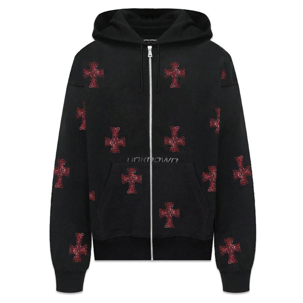 楽天市場】UNKNOWN LONDON / Cross Rhinestone Zip Up Hoodie : VENTURER